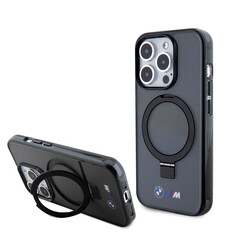 BMW iPhone 15 Pro Back cover case - Magsafe - IML Ring Stand - Black
