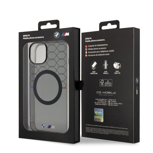 BMW BMW iPhone 15 Plus & 14 Plus Backcover hoesje - Magsafe - M Pattern - Grijs
