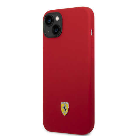 Ferrari Ferrari iPhone 14 Plus & 15 Plus Back-Cover hul - Liquid Silicone - Black Camera Outline - Rot Ferrari Ferrari iPhone 14 Plus & 15 Plus Back-Cover hul - Liquid Silicone - Black Camera Outline - Rot