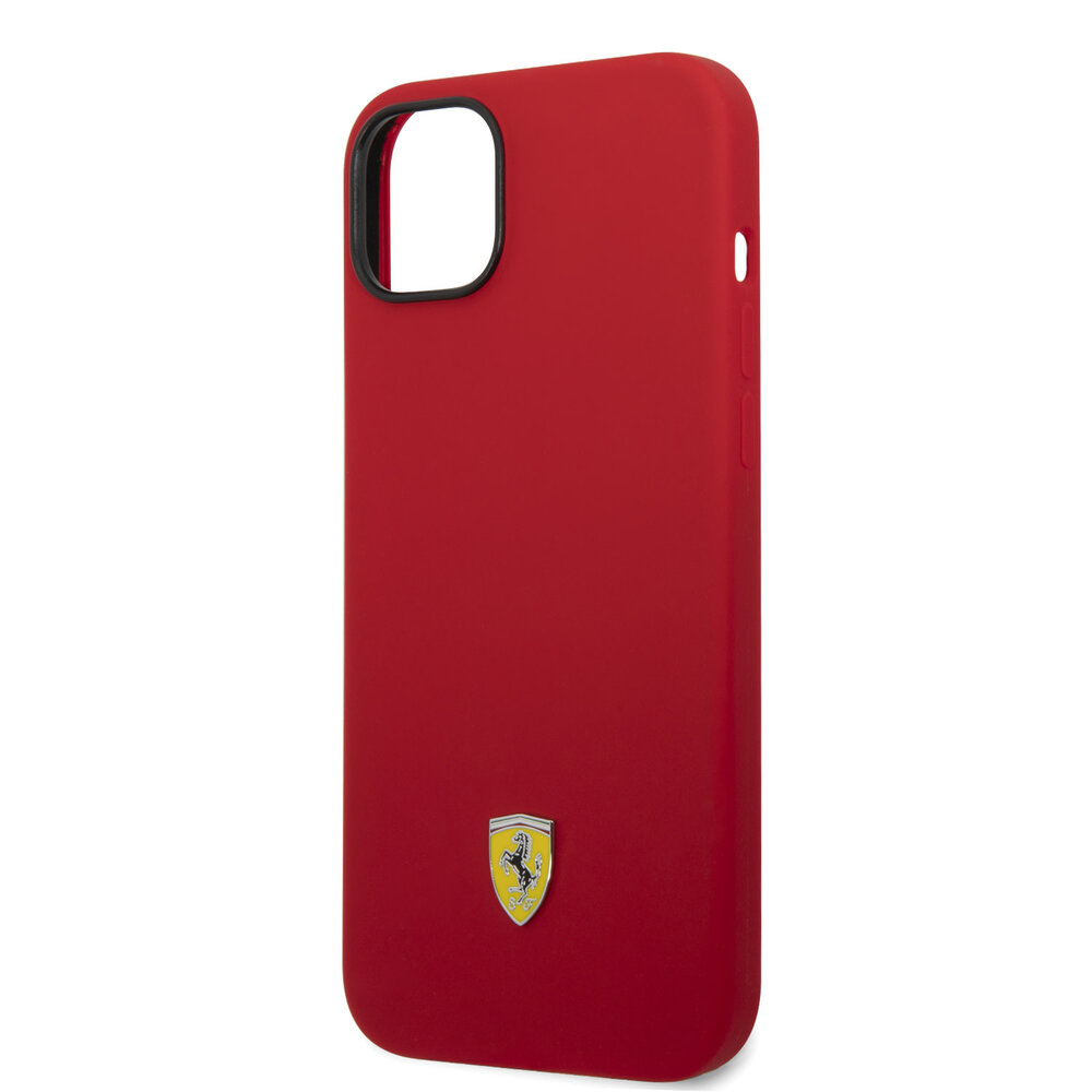 Ferrari Ferrari iPhone 14 Plus & 15 Plus Back-Cover hul - Liquid Silicone - Black Camera Outline - Rot Ferrari Ferrari iPhone 14 Plus & 15 Plus Back-Cover hul - Liquid Silicone - Black Camera Outline - Rot