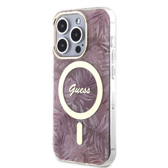 Guess iPhone 15 Pro Back cover coque - Magsafe - Jungle Pattern - Rose