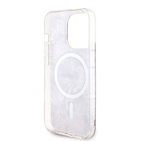 Guess Guess iPhone 15 Pro Back-Cover hul - Magsafe - Jungle Pattern - Rosa Guess Guess iPhone 15 Pro Back-Cover hul - Magsafe - Jungle Pattern - Rosa