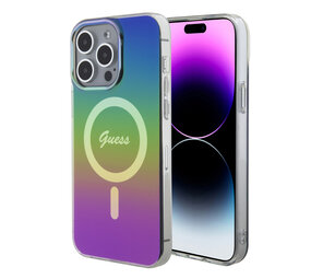 Guess Guess iPhone 15 Pro Backcover hoesje - Magsafe - Iridescent - Zwart Guess Guess iPhone 15 Pro Backcover hoesje - Magsafe - Iridescent - Zwart
