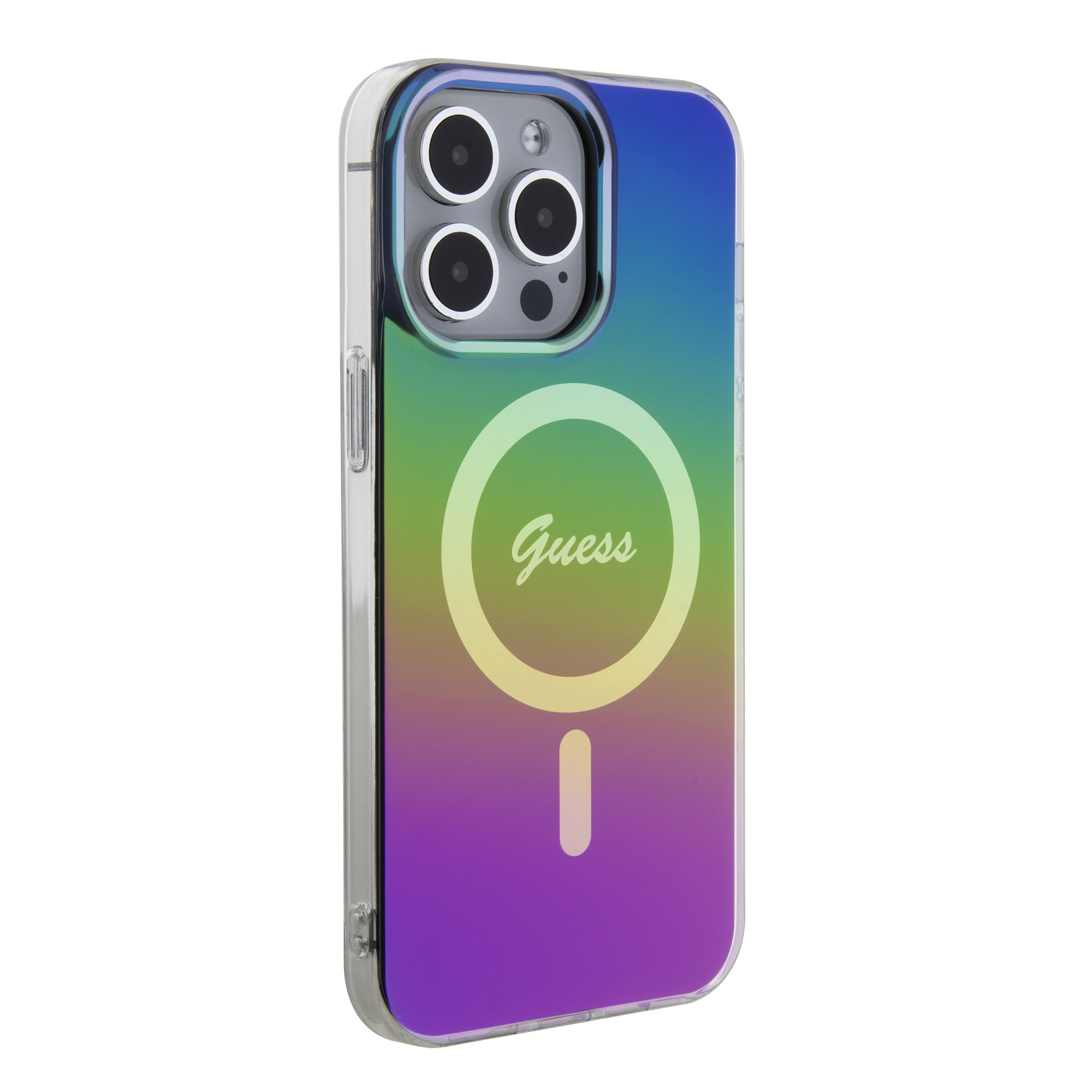 Guess Guess iPhone 15 Pro Backcover hoesje - Magsafe - Iridescent - Zwart, foto 4 van 6
