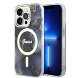 Guess Guess iPhone 15 Pro Back cover case - Magsafe - Marble Pattern - Blue Guess Guess iPhone 15 Pro Back cover case - Magsafe - Marble Pattern - Blue
