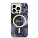 Guess Guess iPhone 15 Pro Backcover hoesje - Magsafe - Marble Pattern - Blauw Guess Guess iPhone 15 Pro Backcover hoesje - Magsafe - Marble Pattern - Blauw