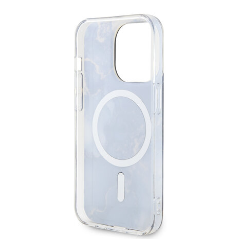 Guess Guess iPhone 15 Pro Back-Cover hul - Magsafe - Marble Pattern - Blau Guess Guess iPhone 15 Pro Back-Cover hul - Magsafe - Marble Pattern - Blau
