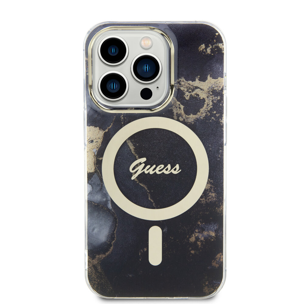 Guess Guess iPhone 15 Pro Back-Cover hul - Magsafe - Marble Pattern - Schwarz Guess Guess iPhone 15 Pro Back-Cover hul - Magsafe - Marble Pattern - Schwarz