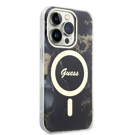 Guess Guess iPhone 15 Pro Back-Cover hul - Magsafe - Marble Pattern - Schwarz Guess Guess iPhone 15 Pro Back-Cover hul - Magsafe - Marble Pattern - Schwarz