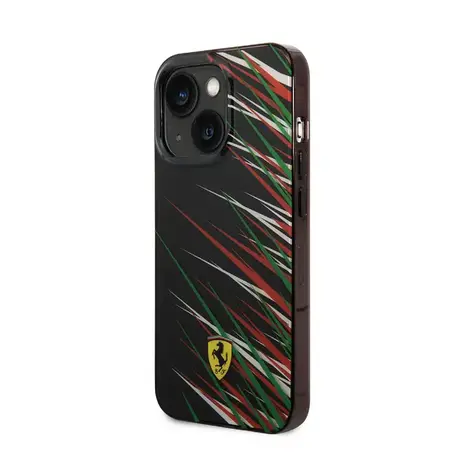 Ferrari Ferrari iPhone 14 Plus & 15 Plus Backcover hoesje - Double Layer Grass Print - Zwart Ferrari Ferrari iPhone 14 Plus & 15 Plus Backcover hoesje - Double Layer Grass Print - Zwart