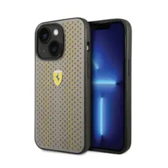 Ferrari iPhone 14 Plus & 15 Plus Back cover coque - Perforated - Nylon Base - Taupe