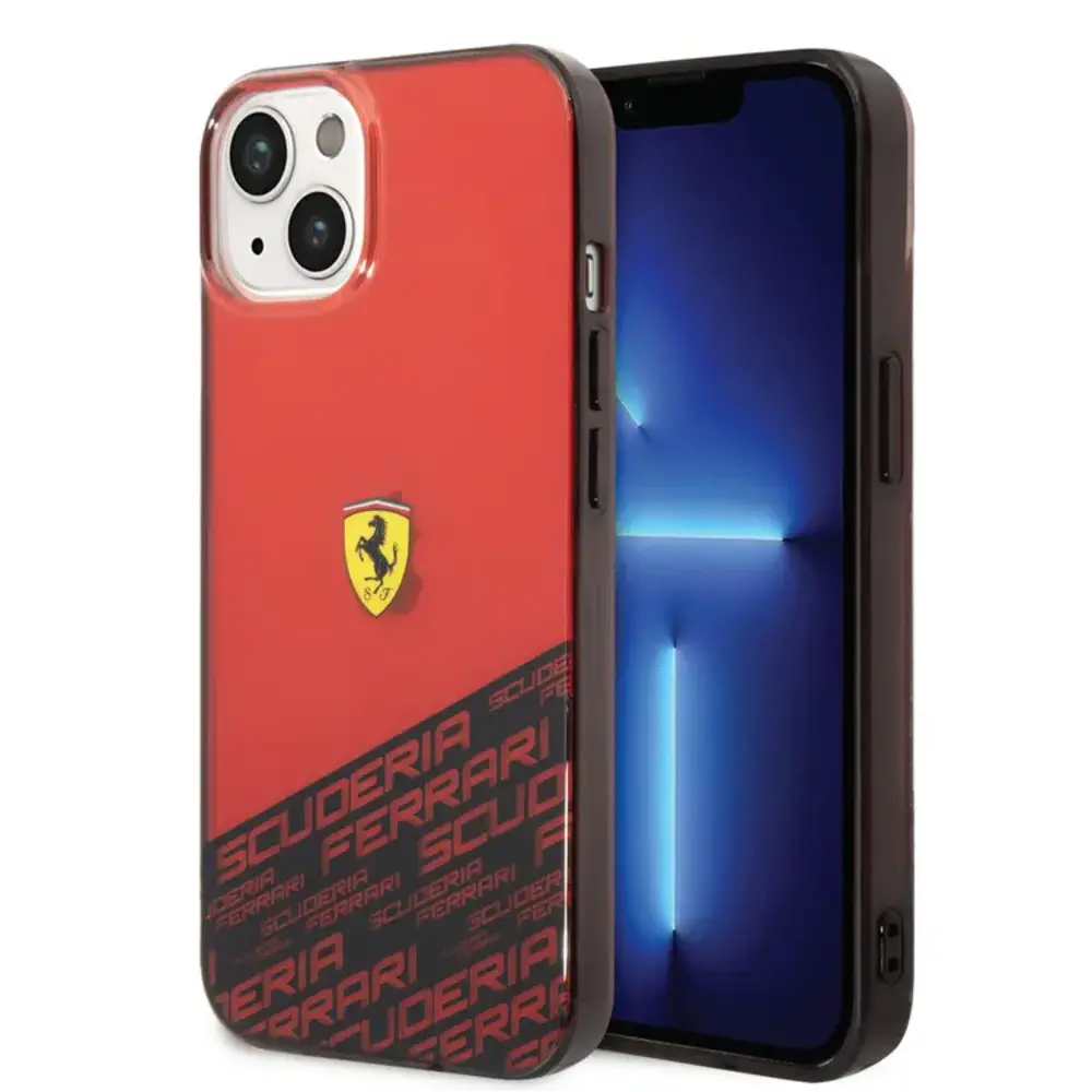 Ferrari Ferrari iPhone 14 & 13 Back cover coque - Bottom Scuderia Allover - Rouge Ferrari Ferrari iPhone 14 & 13 Back cover coque - Bottom Scuderia Allover - Rouge