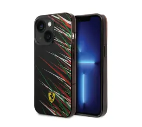 Ferrari Ferrari iPhone 14 & 13 Backcover hoesje - Double Layer Grass Print - Zwart Ferrari Ferrari iPhone 14 & 13 Backcover hoesje - Double Layer Grass Print - Zwart