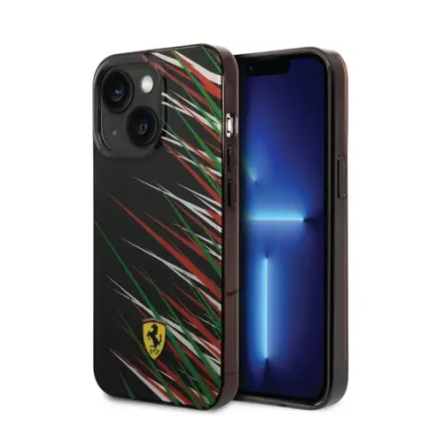 Ferrari Ferrari iPhone 14 & 13 Back-Cover hul - Double Layer Grass Print - Schwarz