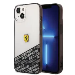 Ferrari iPhone 14 & 13 Backcover hoesje - Bottom Scuderia Allover - Zilver