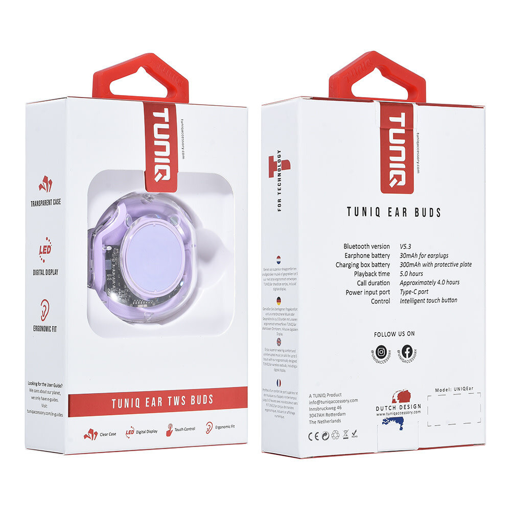 TUNIQ TUNIQ Ear Wireless Bouchons d'oreilles - Violet TUNIQ TUNIQ Ear Wireless Bouchons d'oreilles - Violet