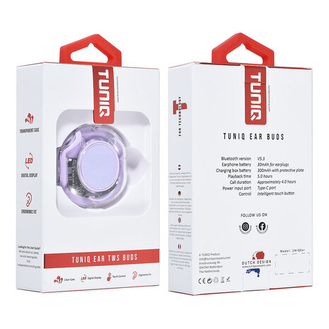 TUNIQ TUNIQ Ear Wireless Bouchons d'oreilles - Violet TUNIQ TUNIQ Ear Wireless Bouchons d'oreilles - Violet