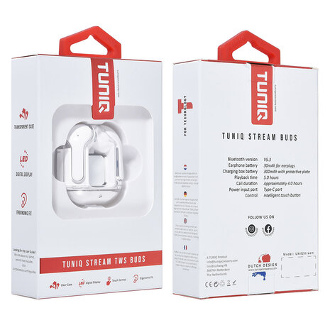 TUNIQ TUNIQ Stream Wireless Oordopje - Wit TUNIQ TUNIQ Stream Wireless Oordopje - Wit