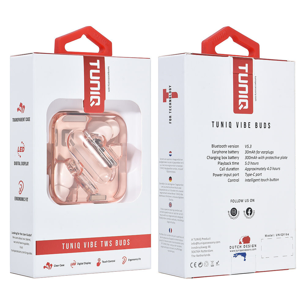 TUNIQ TUNIQ Vibe Wireless Bouchons d'oreilles - Rose TUNIQ TUNIQ Vibe Wireless Bouchons d'oreilles - Rose