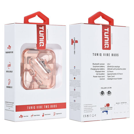 TUNIQ TUNIQ Vibe Wireless Bouchons d'oreilles - Rose TUNIQ TUNIQ Vibe Wireless Bouchons d'oreilles - Rose