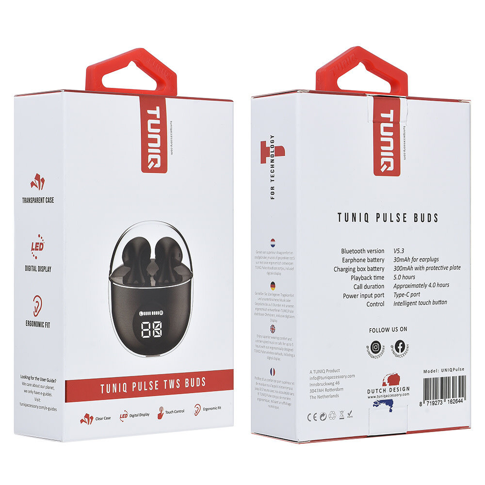 TUNIQ TUNIQ Pulse Wireless Earplugs - Black TUNIQ TUNIQ Pulse Wireless Earplugs - Black