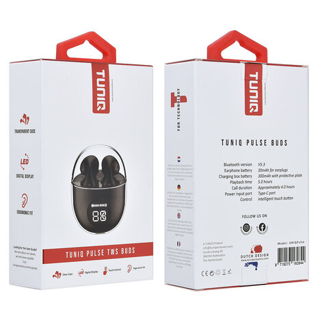 TUNIQ TUNIQ Pulse Wireless Earplugs - Black TUNIQ TUNIQ Pulse Wireless Earplugs - Black