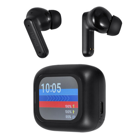 TUNIQ TUNIQ ScreenPods draadloze oordopje met charging case - Zwart TUNIQ TUNIQ ScreenPods draadloze oordopje met charging case - Zwart