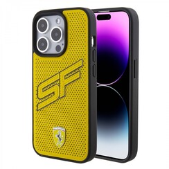 Ferrari iPhone 15 Pro Back-Cover hul - Big SF Perforated - Gelb