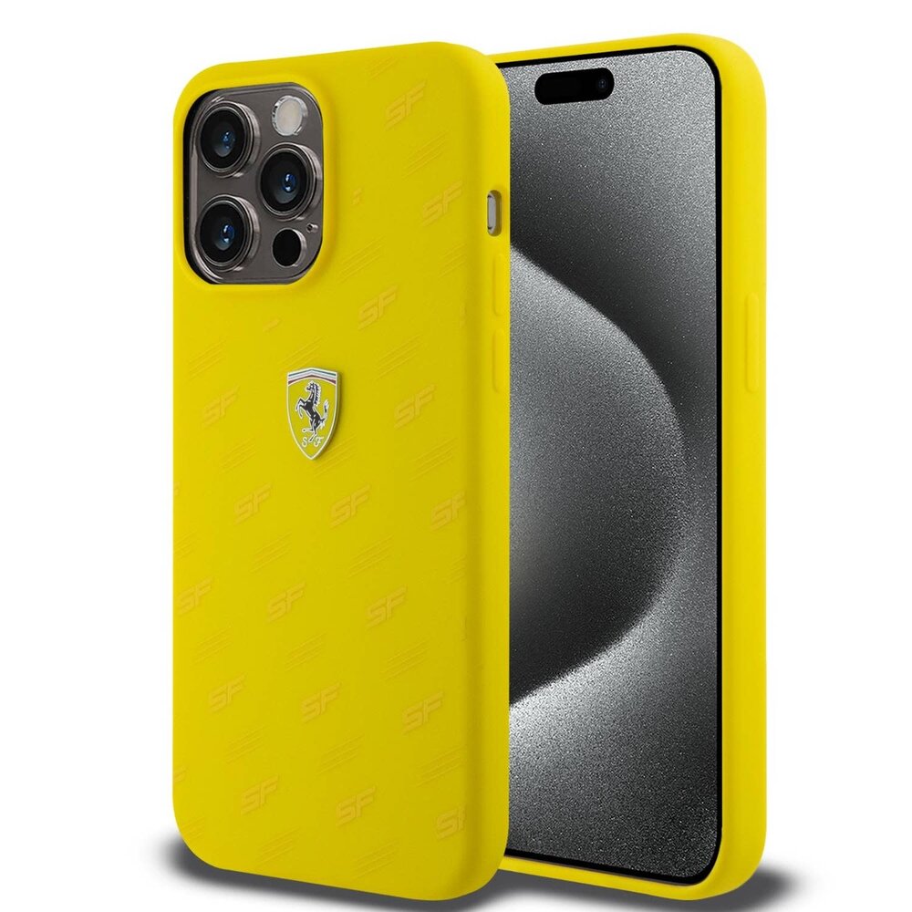 Ferrari Ferrari iPhone 15 Pro Back-Cover hul - SF All over - Gelb Ferrari Ferrari iPhone 15 Pro Back-Cover hul - SF All over - Gelb