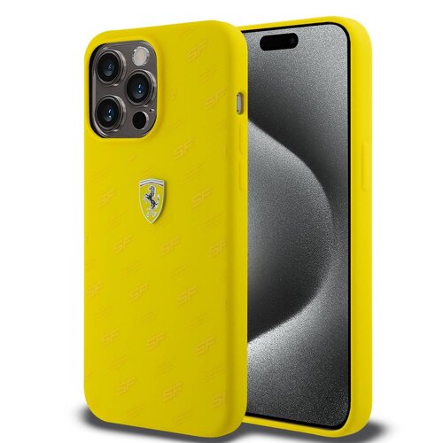 Ferrari Ferrari iPhone 15 Pro Backcover hoesje - SF All over - Geel