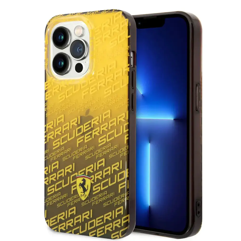 Ferrari Ferrari iPhone 14 & 13 Back cover case - Scuderia Allover - Dyed Bumper - Yellow Ferrari Ferrari iPhone 14 & 13 Back cover case - Scuderia Allover - Dyed Bumper - Yellow
