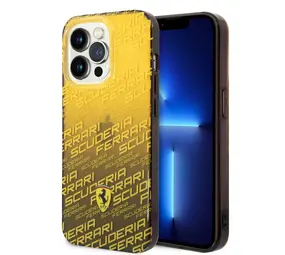 Ferrari Ferrari iPhone 14 & 13 Back cover coque - Scuderia Allover - Dyed Bumper - Jaune Ferrari Ferrari iPhone 14 & 13 Back cover coque - Scuderia Allover - Dyed Bumper - Jaune