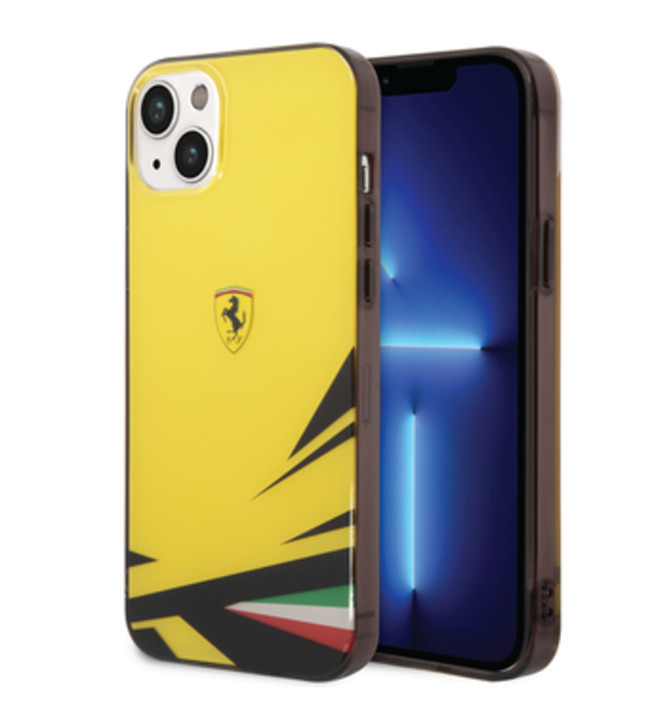 Ferrari Ferrari iPhone 14 Plus & 15 Plus Back cover coque - Double Layer Print - Jaune Ferrari Ferrari iPhone 14 Plus & 15 Plus Back cover coque - Double Layer Print - Jaune