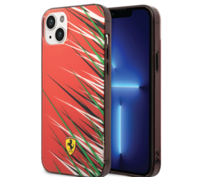 Ferrari Ferrari iPhone 14 Plus & 15 Plus Backcover hoesje - Double Layer Grass Print - Rood Ferrari Ferrari iPhone 14 Plus & 15 Plus Backcover hoesje - Double Layer Grass Print - Rood