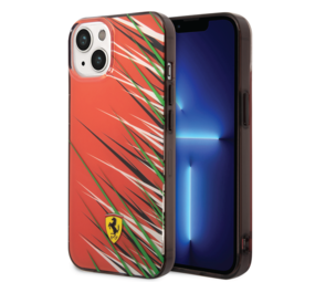 Ferrari Ferrari iPhone 14 & 13 Backcover hoesje - Double Layer Grass Print - Rood Ferrari Ferrari iPhone 14 & 13 Backcover hoesje - Double Layer Grass Print - Rood