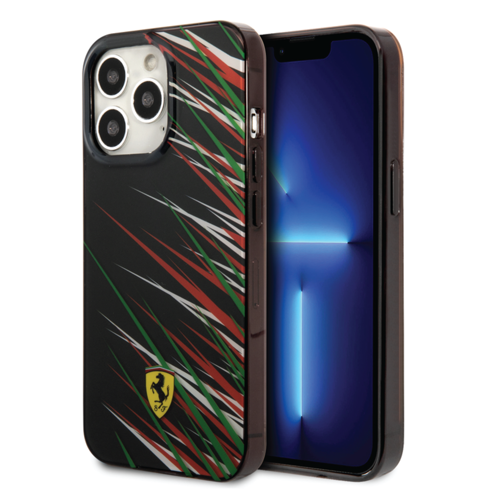 Ferrari Ferrari iPhone 14 Pro Max Back cover coque - Double Layer Grass Print - Noir Ferrari Ferrari iPhone 14 Pro Max Back cover coque - Double Layer Grass Print - Noir