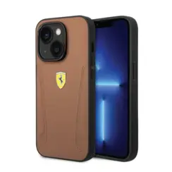 Ferrari iPhone 14 & 13 Back cover case - Hot Stamped Sides - Camel