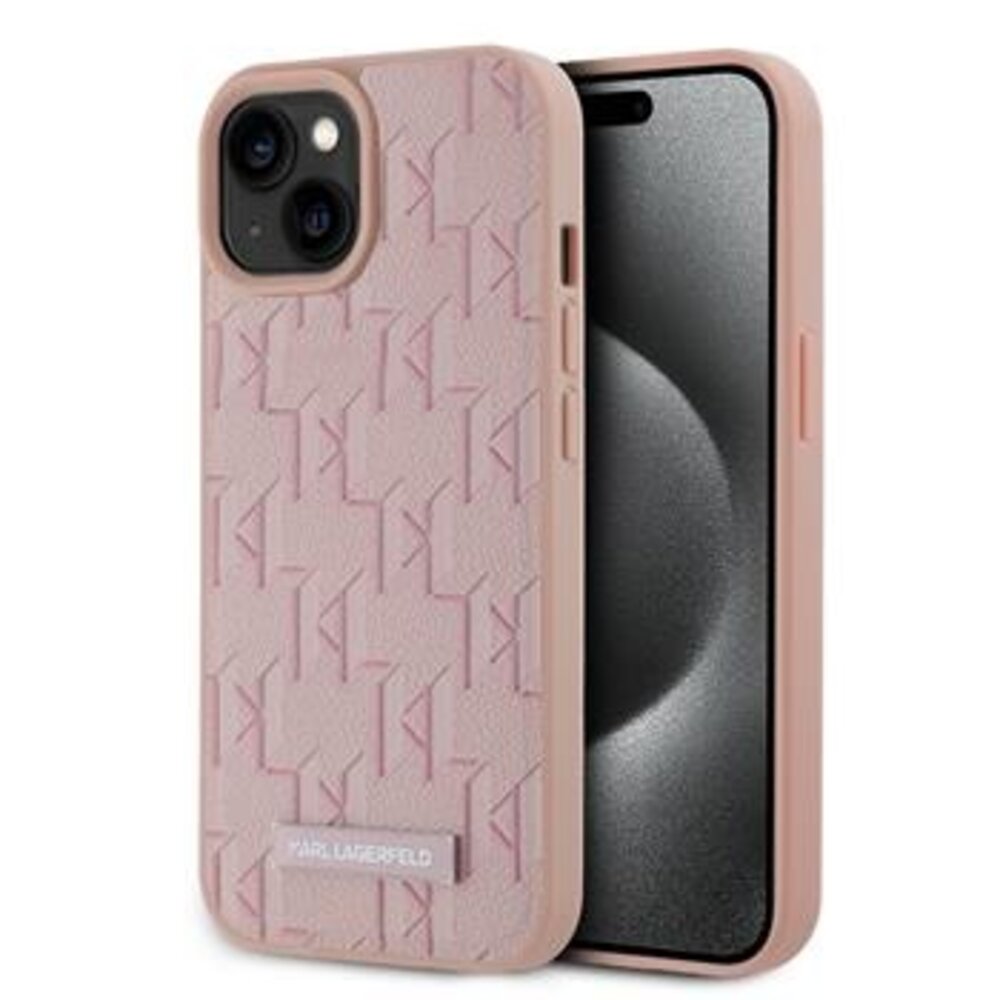 Karl Lagerfeld Karl Lagerfeld iPhone 15 Backcover hoesje Magsafe pu - hot stamp - Roze Karl Lagerfeld Karl Lagerfeld iPhone 15 Backcover hoesje Magsafe pu - hot stamp - Roze