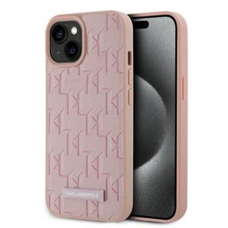 Karl Lagerfeld Karl Lagerfeld iPhone 15 Backcover hoesje Magsafe pu - hot stamp - Roze Karl Lagerfeld Karl Lagerfeld iPhone 15 Backcover hoesje Magsafe pu - hot stamp - Roze