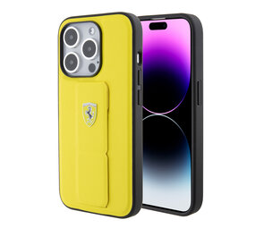 Ferrari Ferrari iPhone 15 Pro Back-Cover hul - Gripstand - Gelb Ferrari Ferrari iPhone 15 Pro Back-Cover hul - Gripstand - Gelb