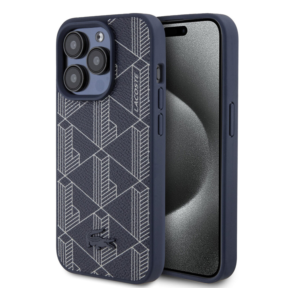 Lacoste Lacoste iPhone 15 Pro Back cover case - The Blend Monogram - Navy