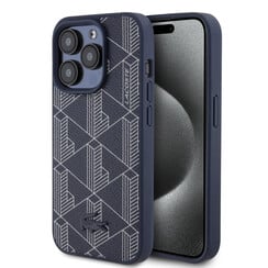 Lacoste iPhone 15 Pro Back cover case - The Blend Monogram - Navy
