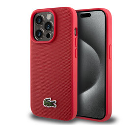 Lacoste Lacoste iPhone 15 Pro Back cover case - Magsafe - Iconic Petit Pique Logo - Red Lacoste Lacoste iPhone 15 Pro Back cover case - Magsafe - Iconic Petit Pique Logo - Red