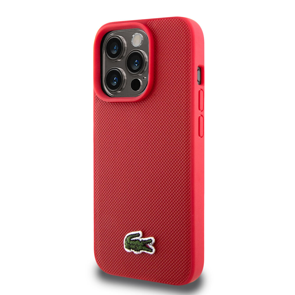 Lacoste Lacoste iPhone 15 Pro Back-Cover hul - Magsafe - Iconic Petit Pique Logo - Rot