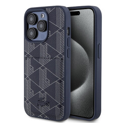 Lacoste iPhone 15 Pro Back cover case - The Blend Monogram - With Cardslot - Navy