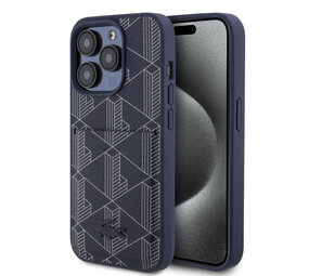 Lacoste Lacoste iPhone 15 Pro Back cover coque - The Blend Monogram - With Cardslot - Navy Lacoste Lacoste iPhone 15 Pro Back cover coque - The Blend Monogram - With Cardslot - Navy