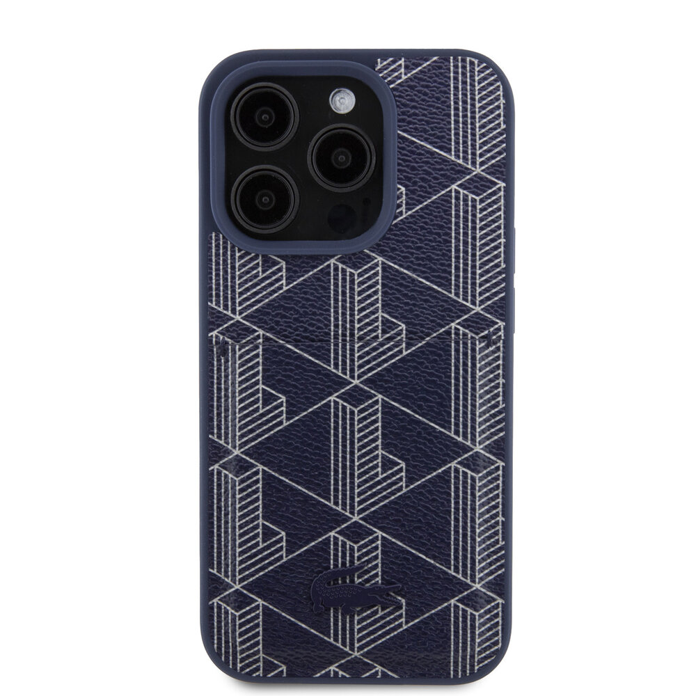 Lacoste Lacoste iPhone 15 Pro Back cover coque - The Blend Monogram - With Cardslot - Navy
