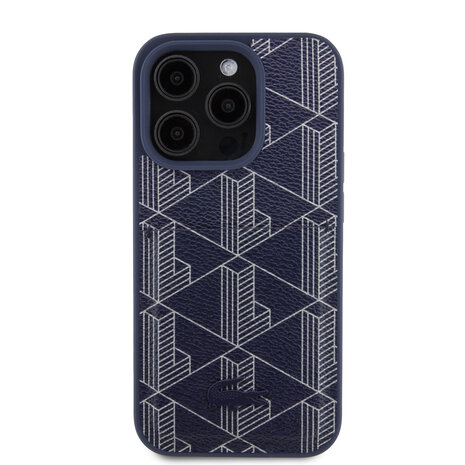 Lacoste Lacoste iPhone 15 Pro Back-Cover hul - The Blend Monogram - With Cardslot - Navy