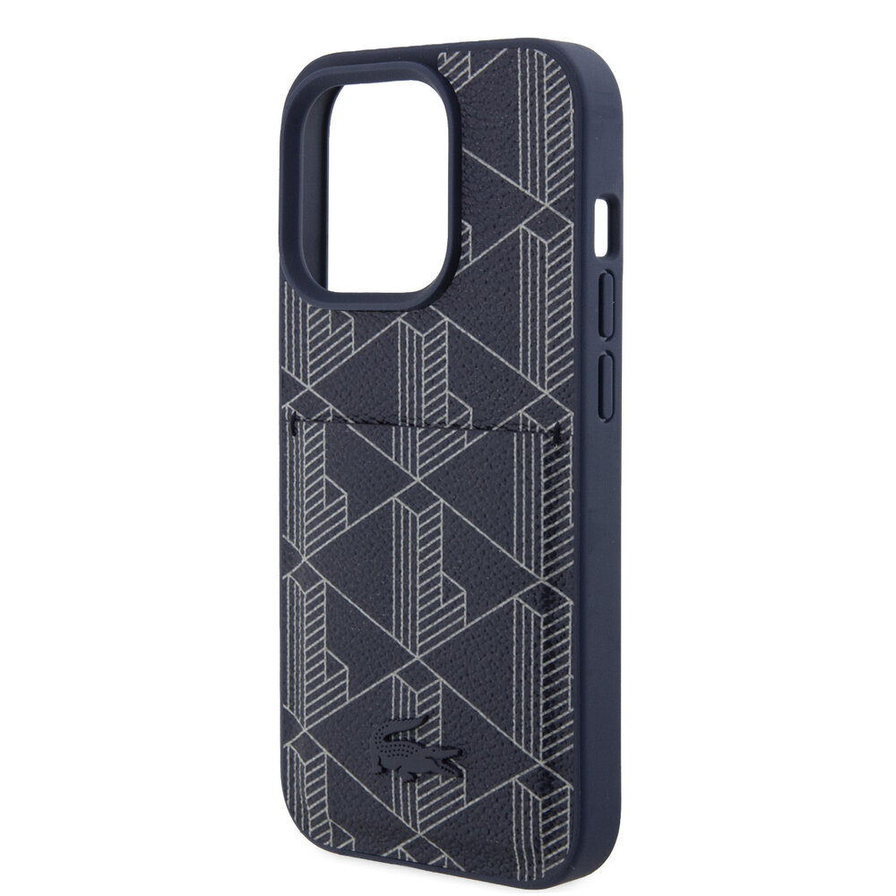 Lacoste Lacoste iPhone 15 Pro Back-Cover hul - The Blend Monogram - With Cardslot - Navy