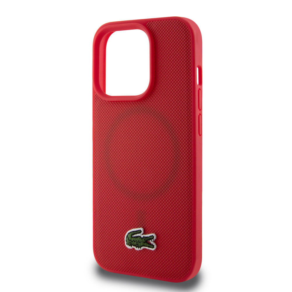 Lacoste Lacoste iPhone 15 Pro Backcover hoesje - Magsafe - Iconic Petit Pique Logo - Rood